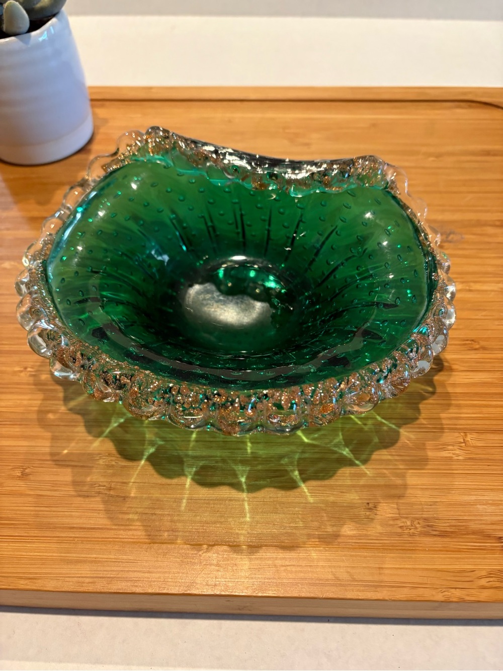 Green Glass Decorative Bowl - Brand Unspec